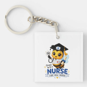 Cute Kawaii Bee Nurse Graduation 2026 Key Ring