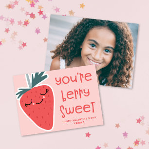 Cute Kawaii Berry Sweet Classroom Valentine Photo Card