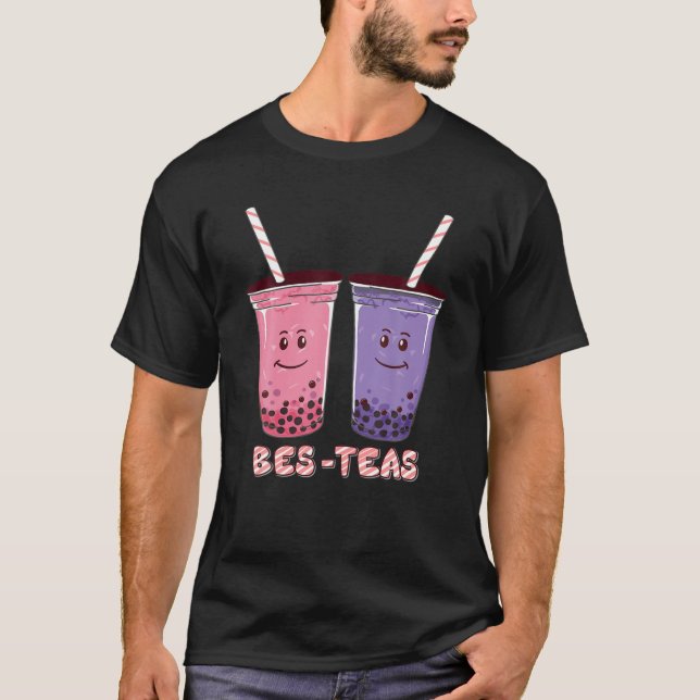 Cute Kawaii Bes Teas Boba Bubble Tea Besties Best T-Shirt (Front)
