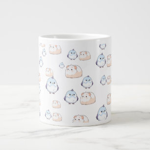 Cute Kawaii Birds and Guinea Pigs.Kawaii vibes for Large Coffee Mug