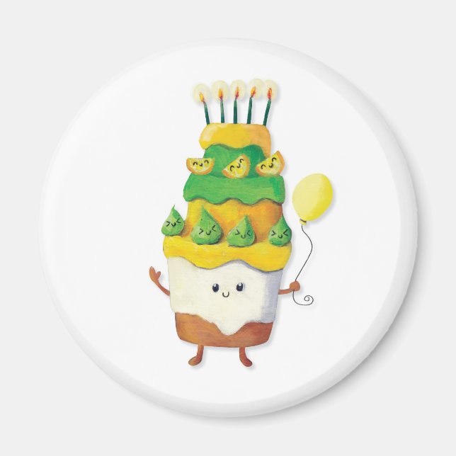 Cute Kawaii Birthday Cake Magnet (Front)