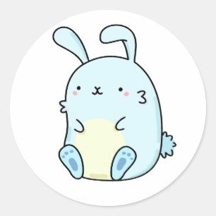 Cute Kawaii Blue Bunny Classic Round Sticker