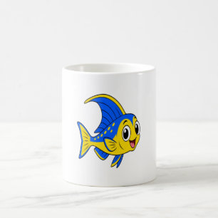 Cute Kawaii Blue Yellow Bladefin Basslet Fish Coffee Mug