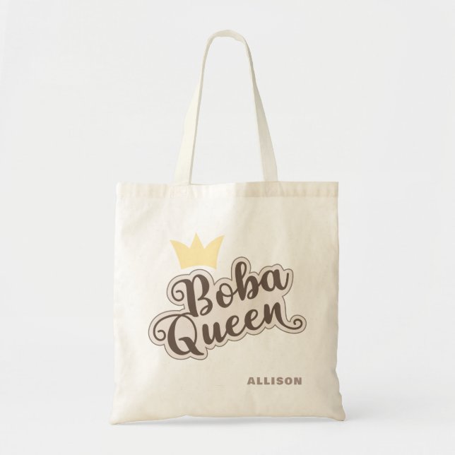 Cute Kawaii Boba Bubble Tea Personalised Tote Bag (Front)