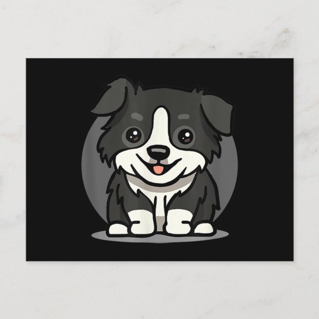 Cute Kawaii Border Collie Chibi Postcard (Front)
