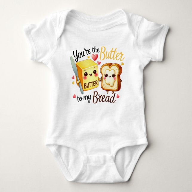 Cute Kawaii Bread and Butter Baby Bodysuit (Front)