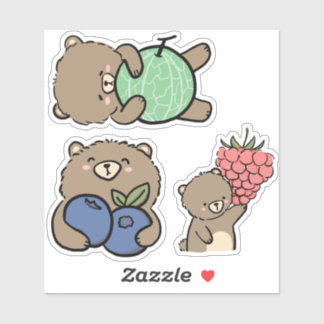 Cute Kawaii Brown Bear with Fruit