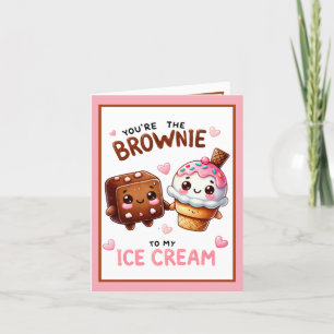Cute Kawaii Brownie and Ice Cream Thank You Card