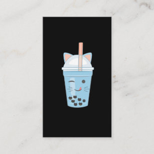 Cute Kawaii Bubble Tea Boba Milk Tea Cat Business Card