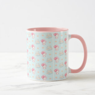 Cute Kawaii Bunny and Sleepy Bear Pastel Blue Mug