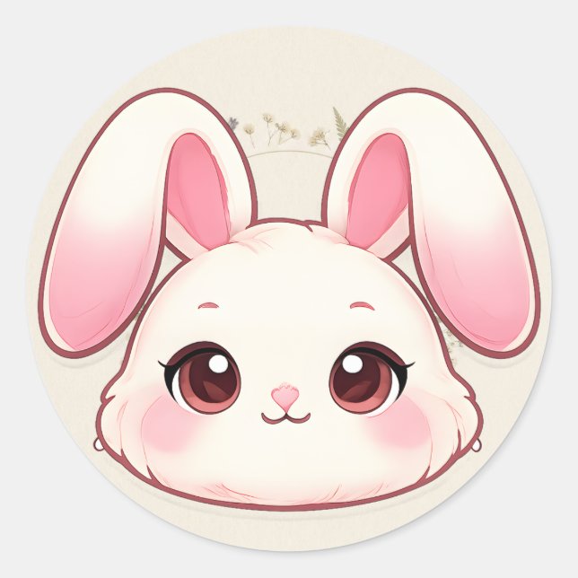 Cute Kawaii Bunny Face Sticker (Front)
