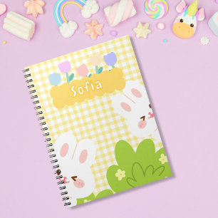 Cute Kawaii Bunny Pastel Spring Flowers Notebook