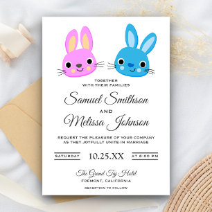 Cute Kawaii Bunny Rabbit Wedding Invitation