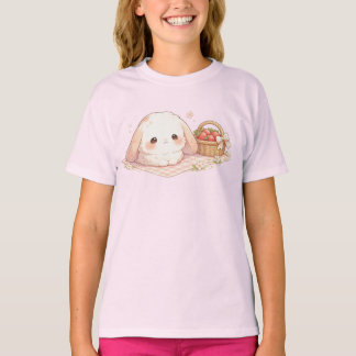 Cute Kawaii Bunny Strawberry Picnic T-Shirt
