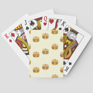 Cute kawaii burgers pattern on cream playing cards