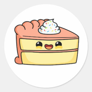 Cute Kawaii Cake Classic Round Sticker