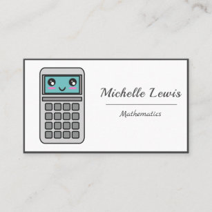 Cute Kawaii Calculator Finance Math Teacher Tutor Business Card