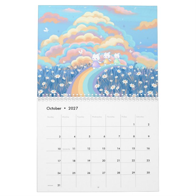 Cute Kawaii Calendars (Oct 2027)
