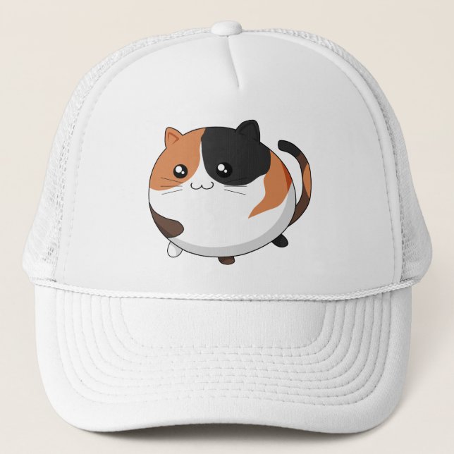 Cute Kawaii Calico kitty cat Trucker Hat (Front)