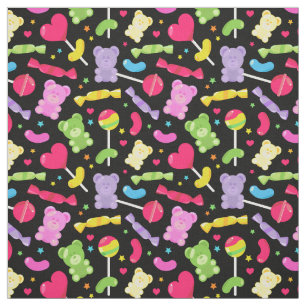 Cute Kawaii Candy Lollipops Pattern Fabric