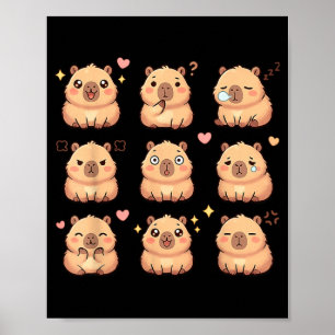 Cute Kawaii Capybara Chibi Animal Lovers Kids Girl Poster