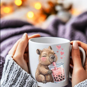 Cute Kawaii Capybara Drink Boba Bubble Tea Coffee Mug