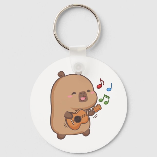 Cute Kawaii Capybara Fun Key Ring (Front)