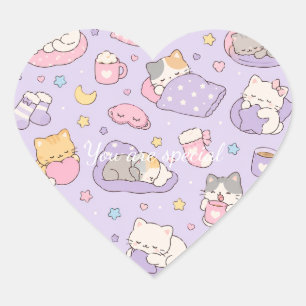 Cute Kawaii Capybara Pattern Cozy Pastel Heart Sticker
