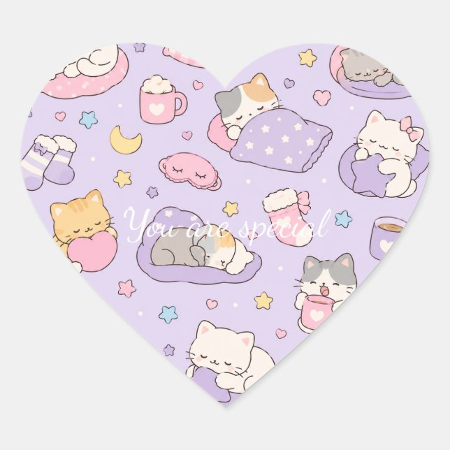 Cute Kawaii Capybara Pattern | Cozy Pastel  Heart Sticker (Front)
