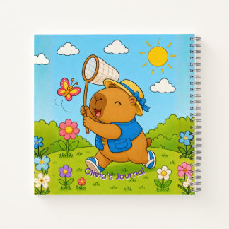 Cute Kawaii Capybara Personalised Name Spiral Note Notebook