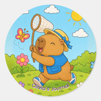 Cute Kawaii Capybara Personalised Name Sticker