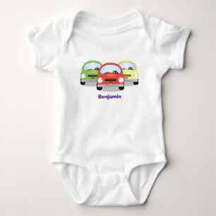 Cute kawaii cars cartoon illustration baby bodysuit