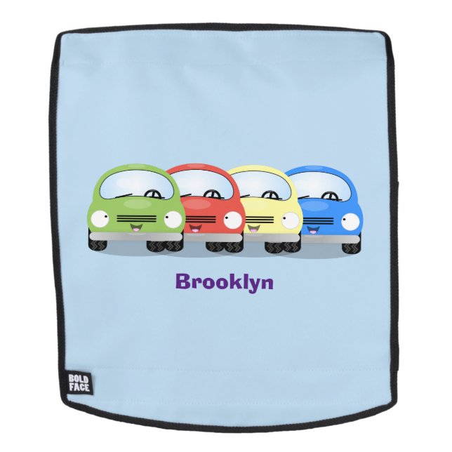 Cute kawaii cars cartoon illustration  backpack (Removable Face)