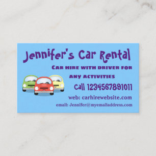 Cute kawaii cars cartoon illustration business card