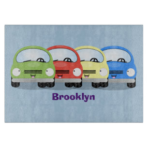 Cute kawaii cars cartoon illustration cutting board