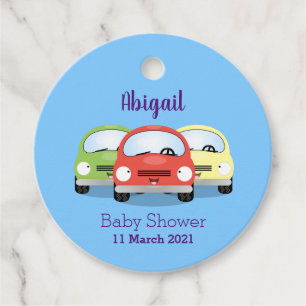 Cute kawaii cars cartoon illustration favour tags