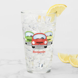 Cute kawaii cars cartoon illustration glass