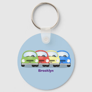 Cute kawaii cars cartoon illustration key ring