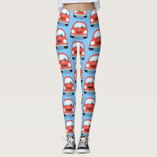 Cute kawaii cars cartoon illustration leggings