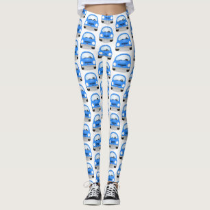 Cute kawaii cars cartoon illustration leggings