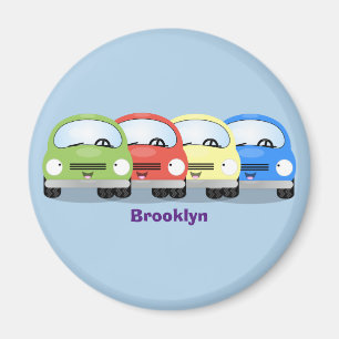 Cute kawaii cars cartoon illustration  magnet