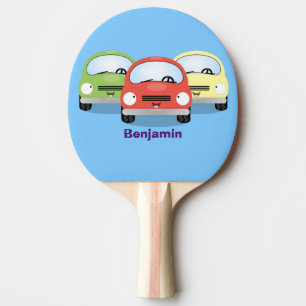 Cute kawaii cars cartoon illustration ping pong paddle