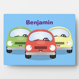 Cute kawaii cars cartoon illustration plaque
