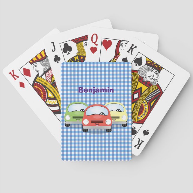 Cute kawaii cars cartoon illustration playing cards (Back)