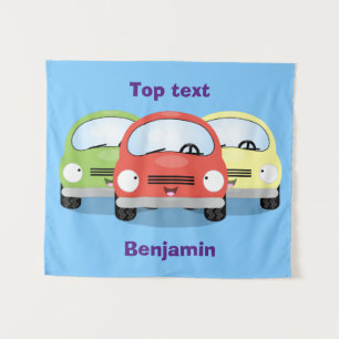 Cute kawaii cars cartoon illustration tapestry