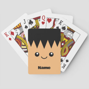 Cute kawaii cartoon face playing cards for kids