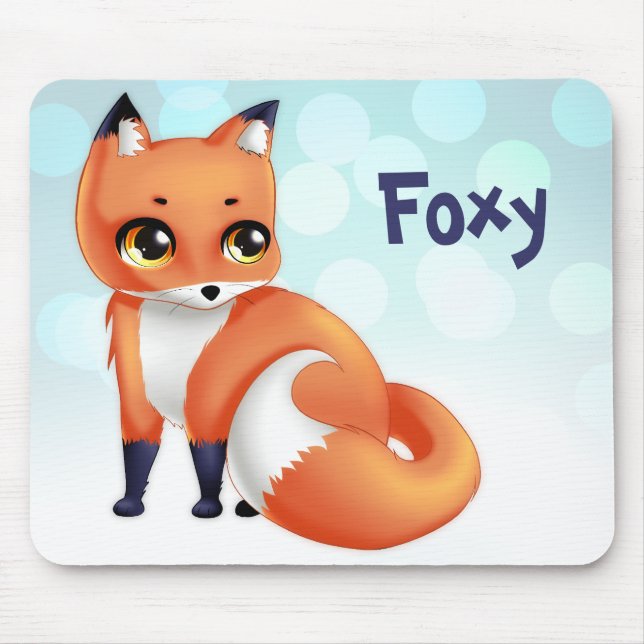 Cute Kawaii cartoon fox Mouse Pad (Front)