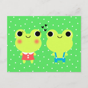 Cute Kawaii Cartoon Frog  Valentines Postcard