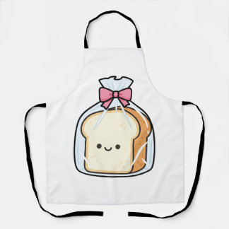 Cute Kawaii Cartoon Illustration of Sliced Bread Apron