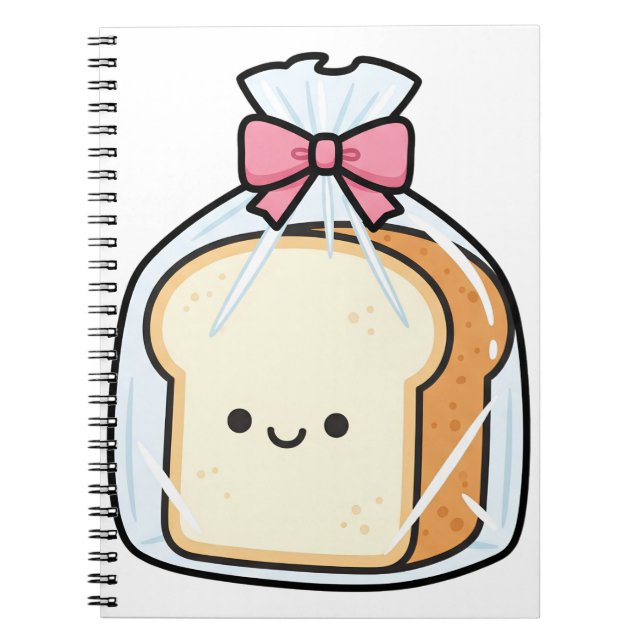 Cute Kawaii Cartoon Illustration of Sliced Bread  Notebook (Front)
